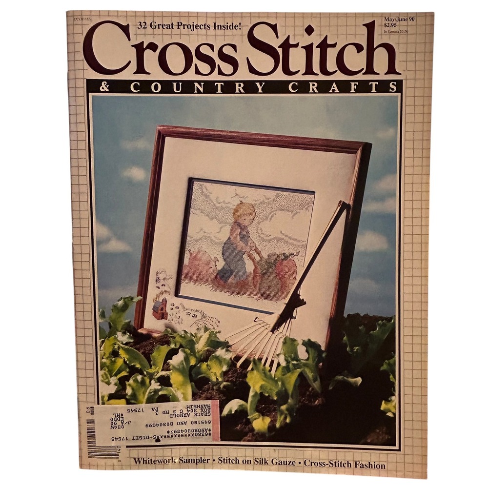 Vintage Cross Stitch & Country Crafts Magazine May June 1990 32 Great Projects